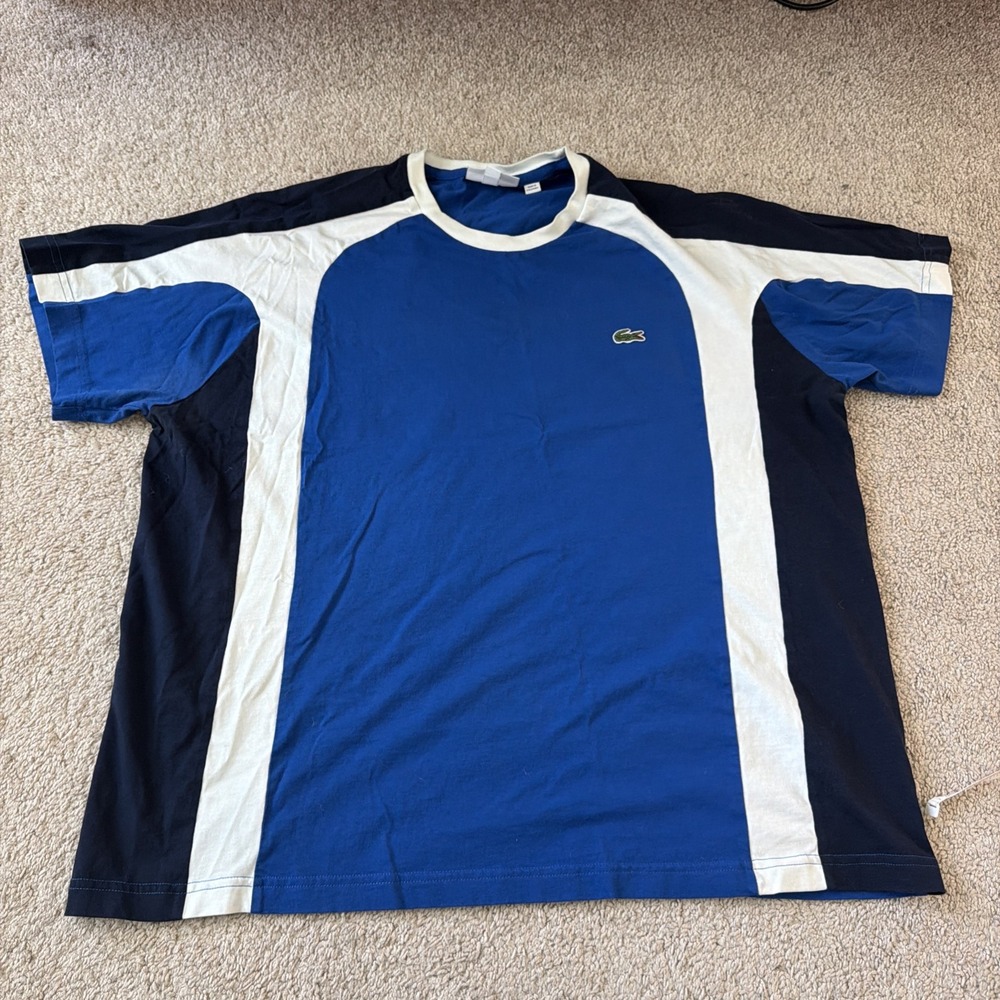 Lacoste color block Striped t-shirt blue XL/XXL Check Measurements